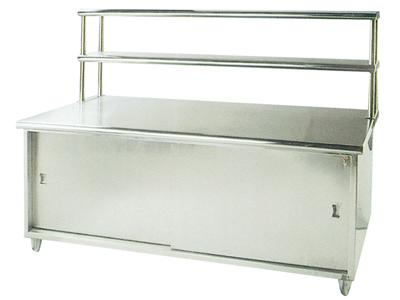 Dish Preparing Table with Sliding Door and Shelf on One Side